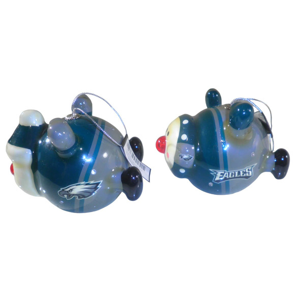 Philadelphia Eagles NFL LED Santa and Snowman Christmas Ornaments - Picture 3 of 7